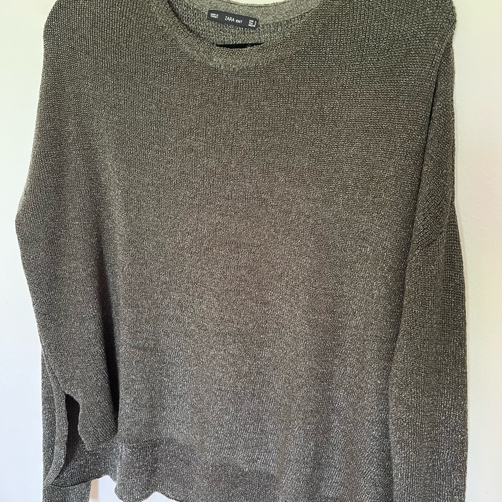 Zara green shimmer sweater